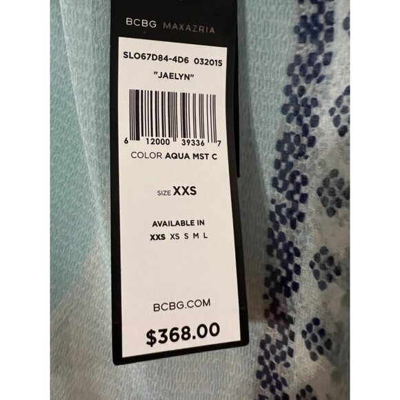 BCBGMAXAZRIA Jaelyn Dress XXS 0 2 Aqua Mist Sheer Flowy Fairy Romantic NWT $368 - Picture 6 of 8